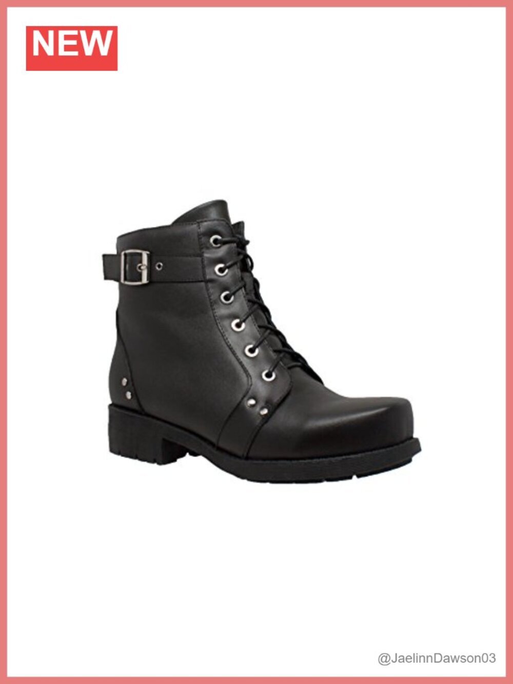 RideTecs Leather Motorcycle Boots Lace Up Side Zip Ankle Biker